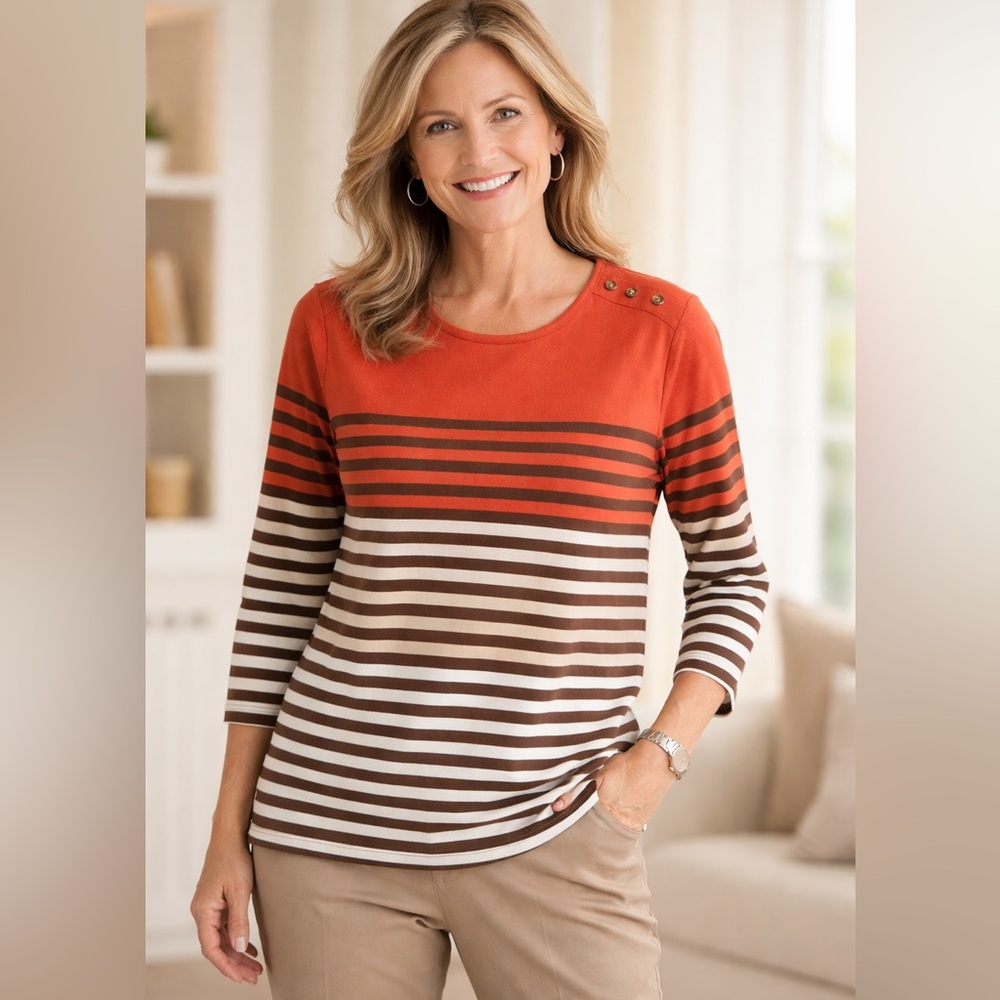 Southern Lady Petite Striped Top | PM | Fall Colors 🍂